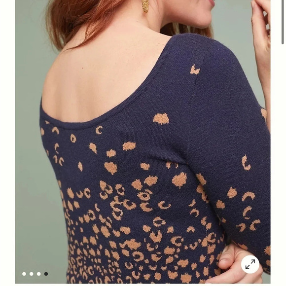 Anthropologie Dress Womens XS Maeve Sweater Animal Print Warm Scoop Back Y2K - Picture 4 of 15